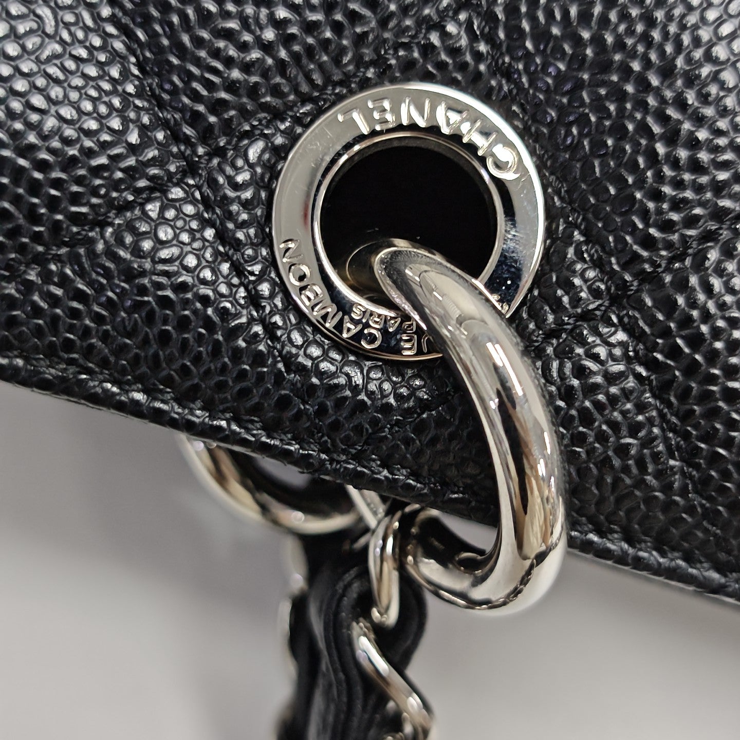 CHANEL GST Large Quilted Grained Calfskin Black
