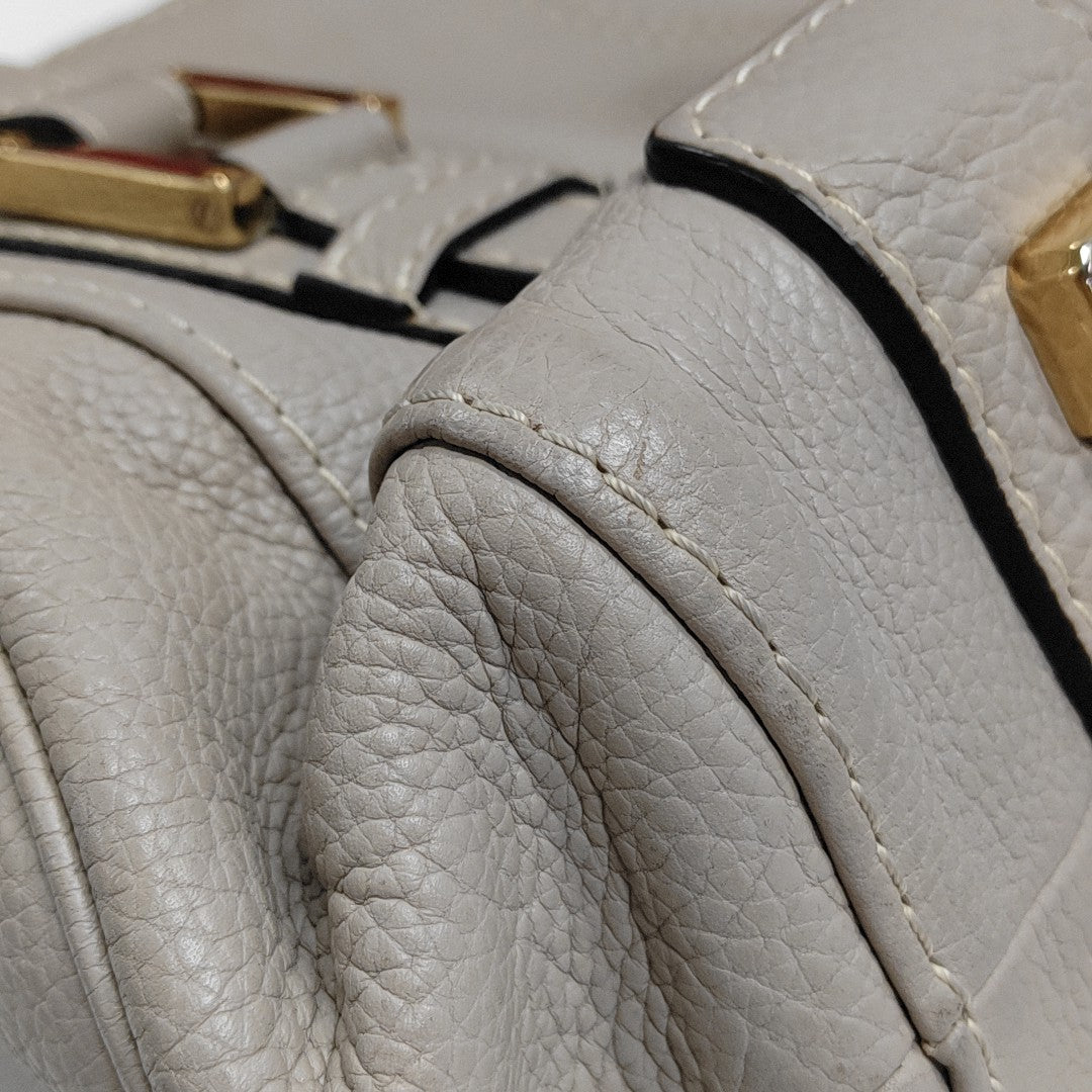 Calfskin Top Handle Bag Beige
