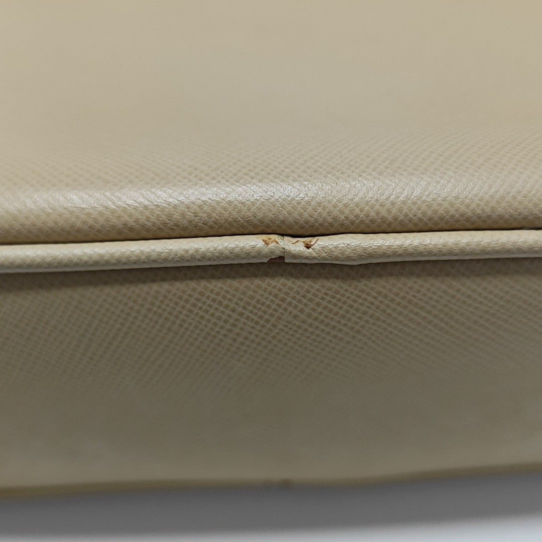 Leather Top Handle Bag Beige