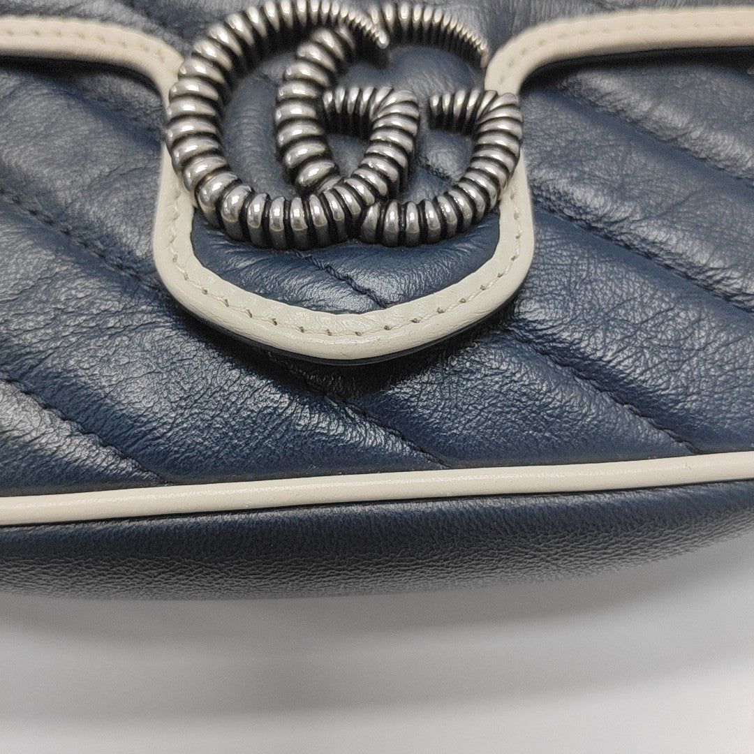 GG Marmont Super Mini Quilted Calfskin Blue