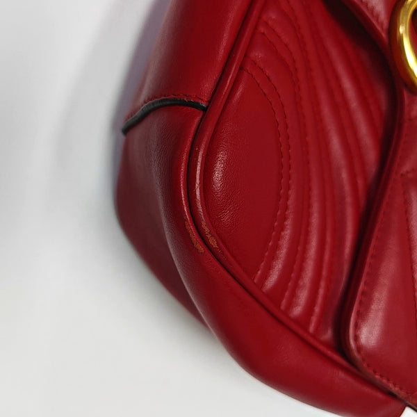 GG Marmont Medium Quilted Calfskin Red