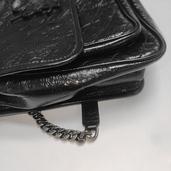 NIKI Medium Chevron Calfskin Black