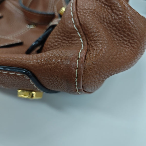 Calfskin Top Handle Bag Brown