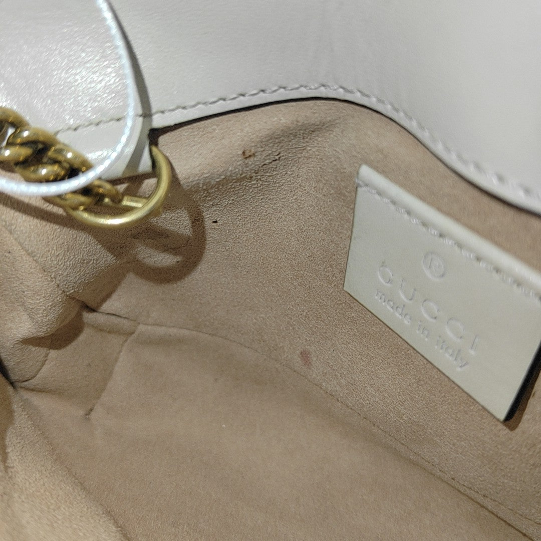 GG Marmont Mini Quilted Calfskin White