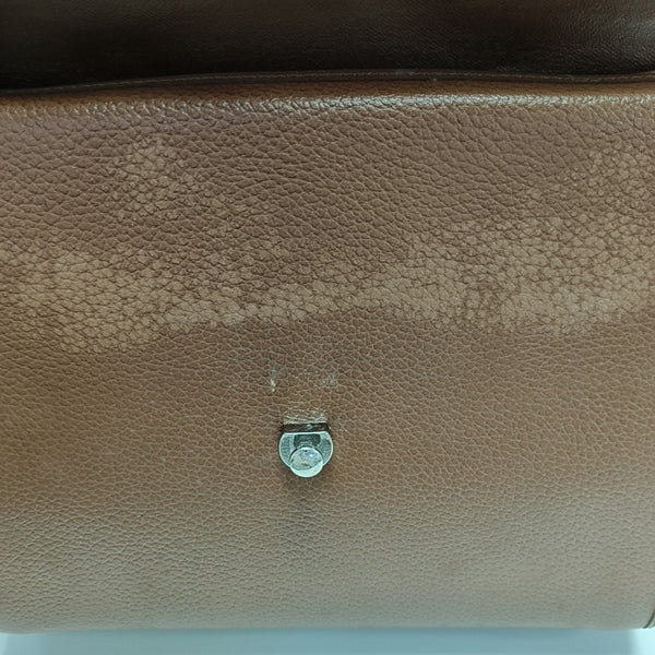 Calfskin Top Handle Bag Brown