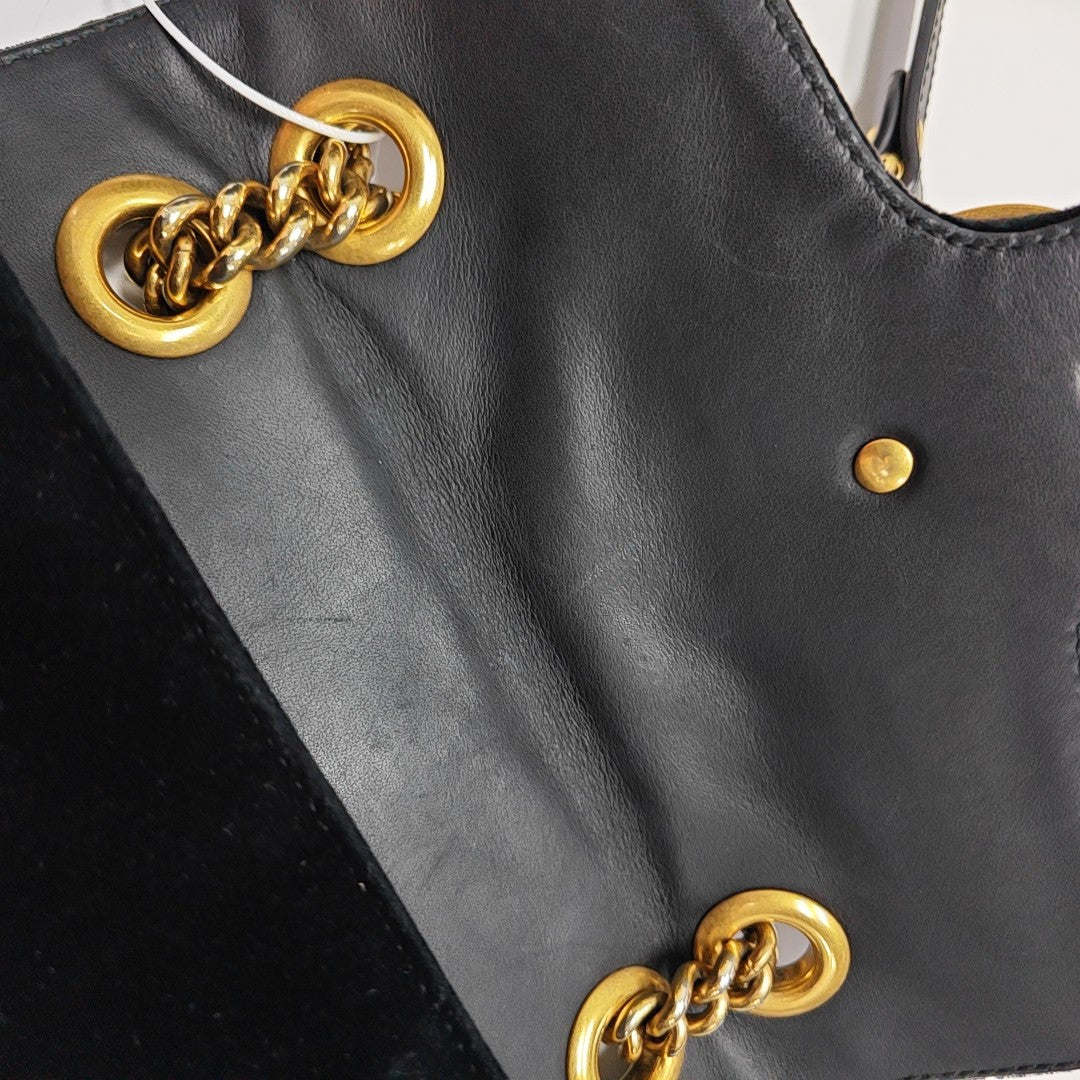 GG Marmont Small Quilted Velvet Black