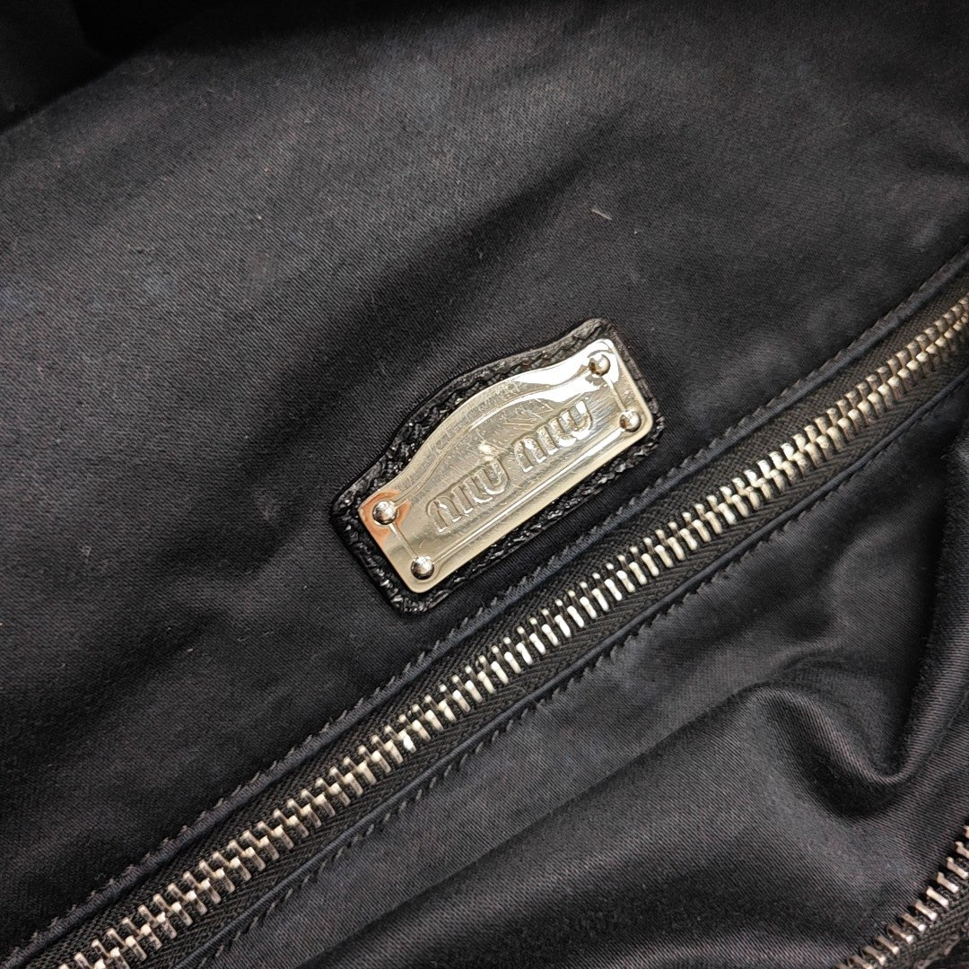 Quilted Patent Leather Tote Bag Black