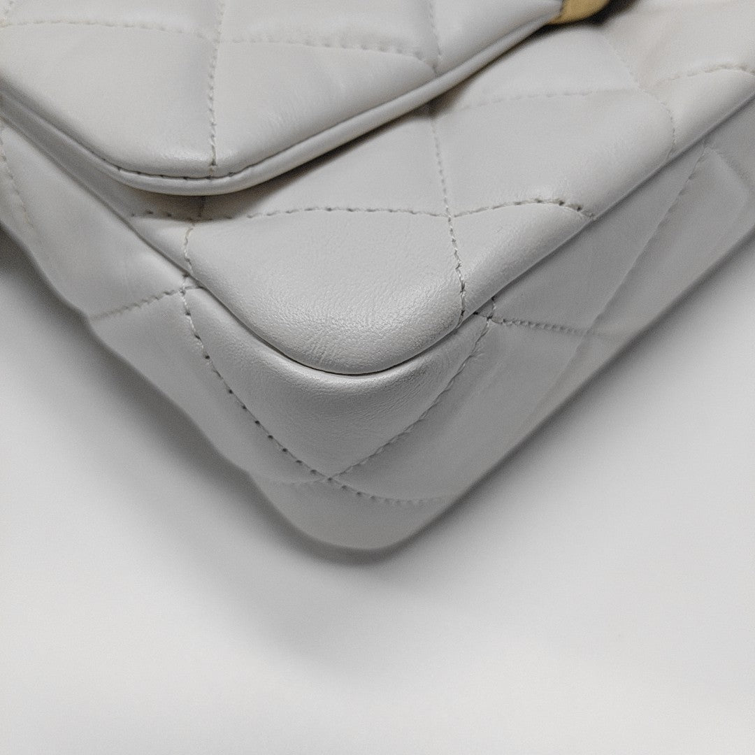 CHANEL 19 Small Quilted Calfskin White