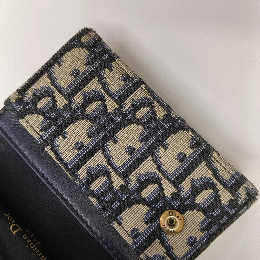Saddle Mini Oblique Canvas Blue Wallet