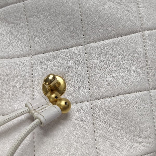 Quilted Lambskin Backpack White