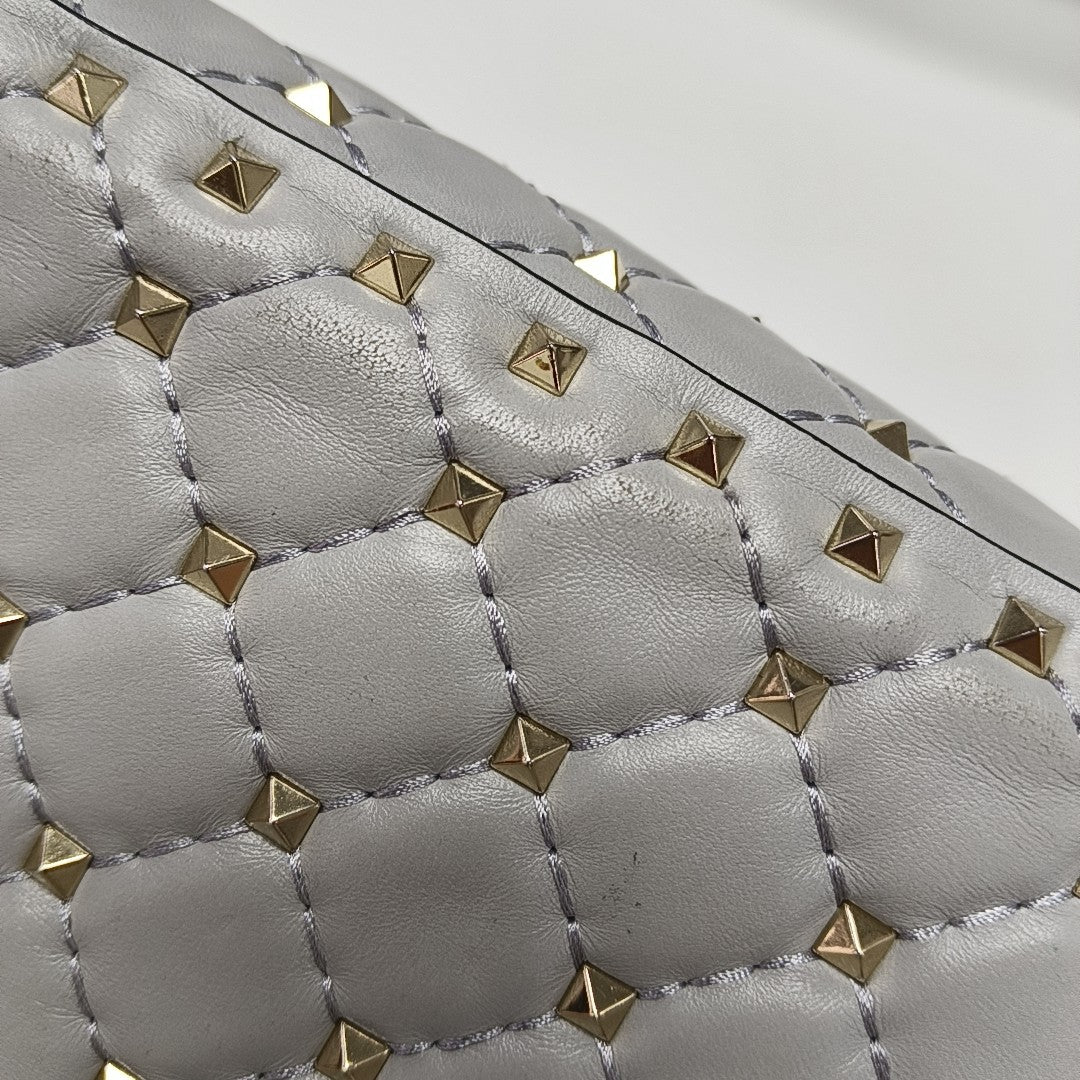 Spike Up Quilted Lambskin Gray
