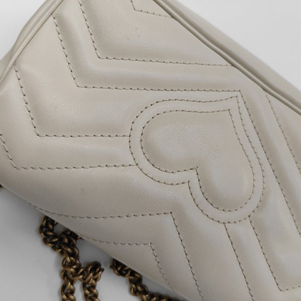 GG Marmont Mini Quilted Calfskin White