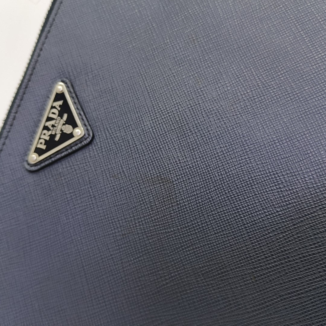 Saffiano Calfskin Clutch Blue