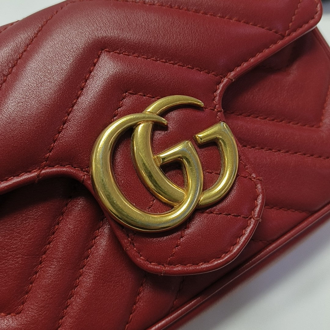 GG Marmont Mini Quilted Calfskin Red