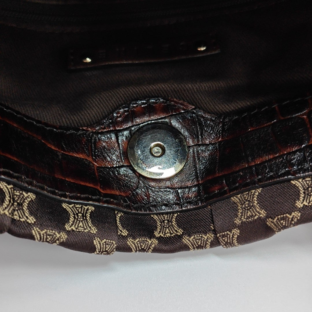 Fabric Top Handle Bag Brown