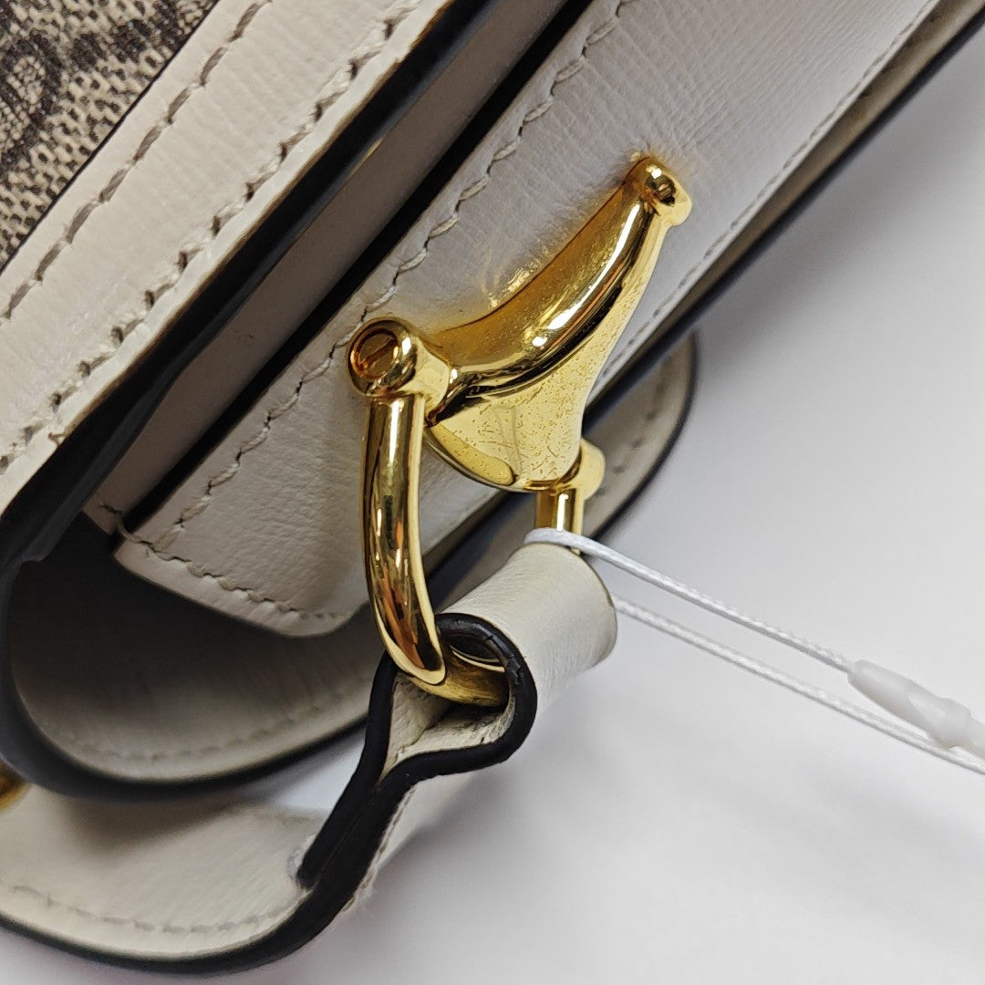 Horsebit 1955 Small Monogram Coated Canvas Beige