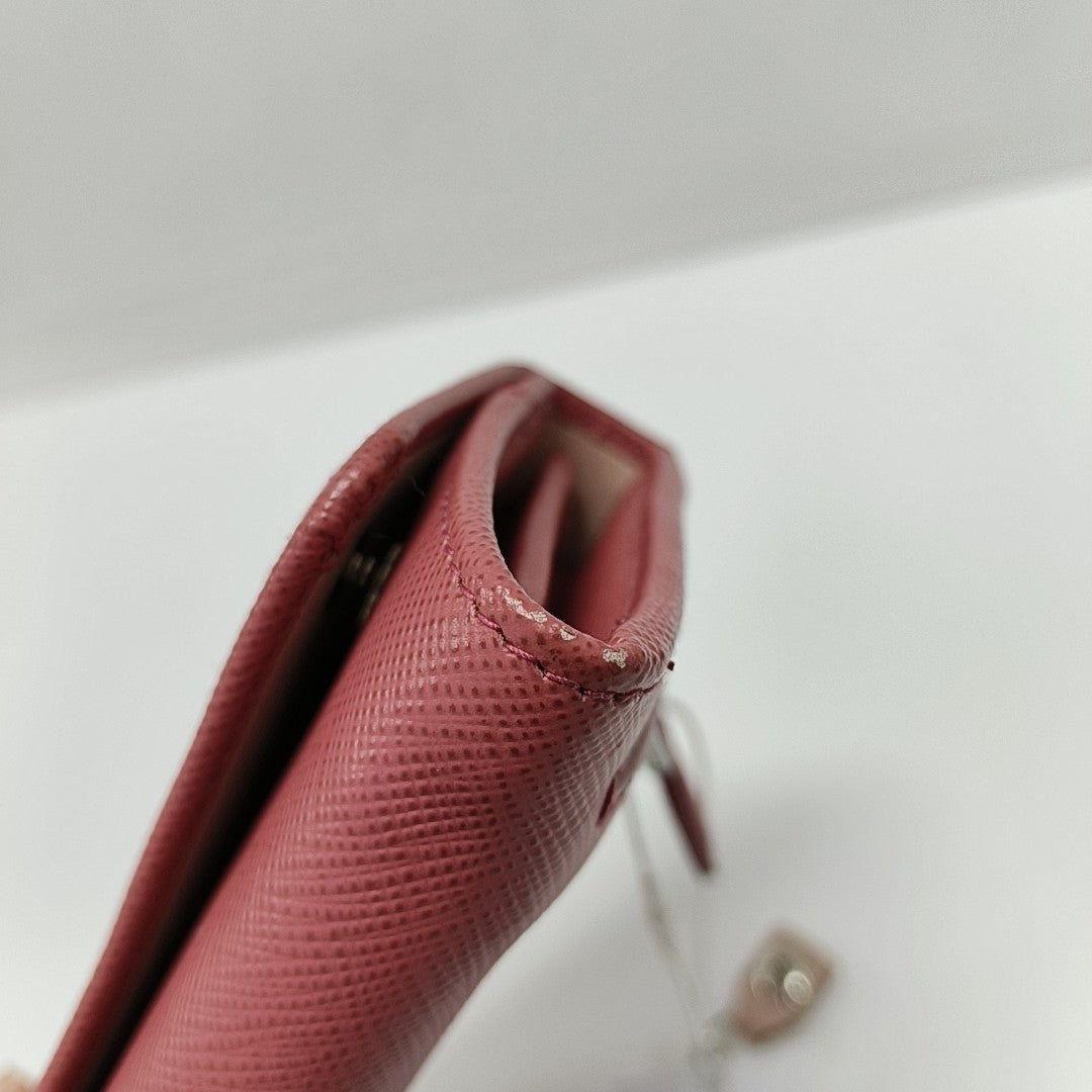Fold Wallet Saffiano Calfskin Beige Wallet