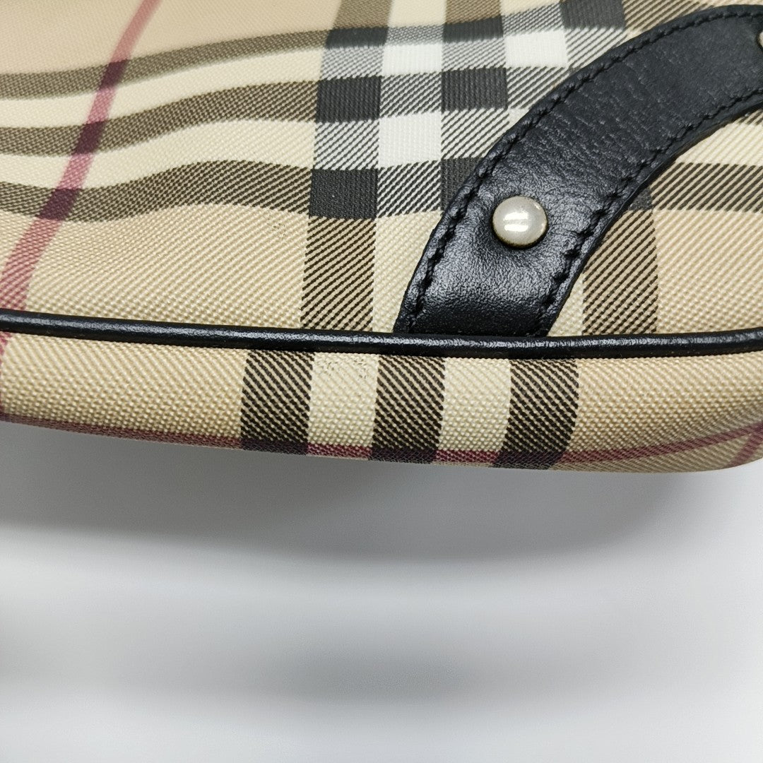 Coated Canvas Shoulder Bag Beige