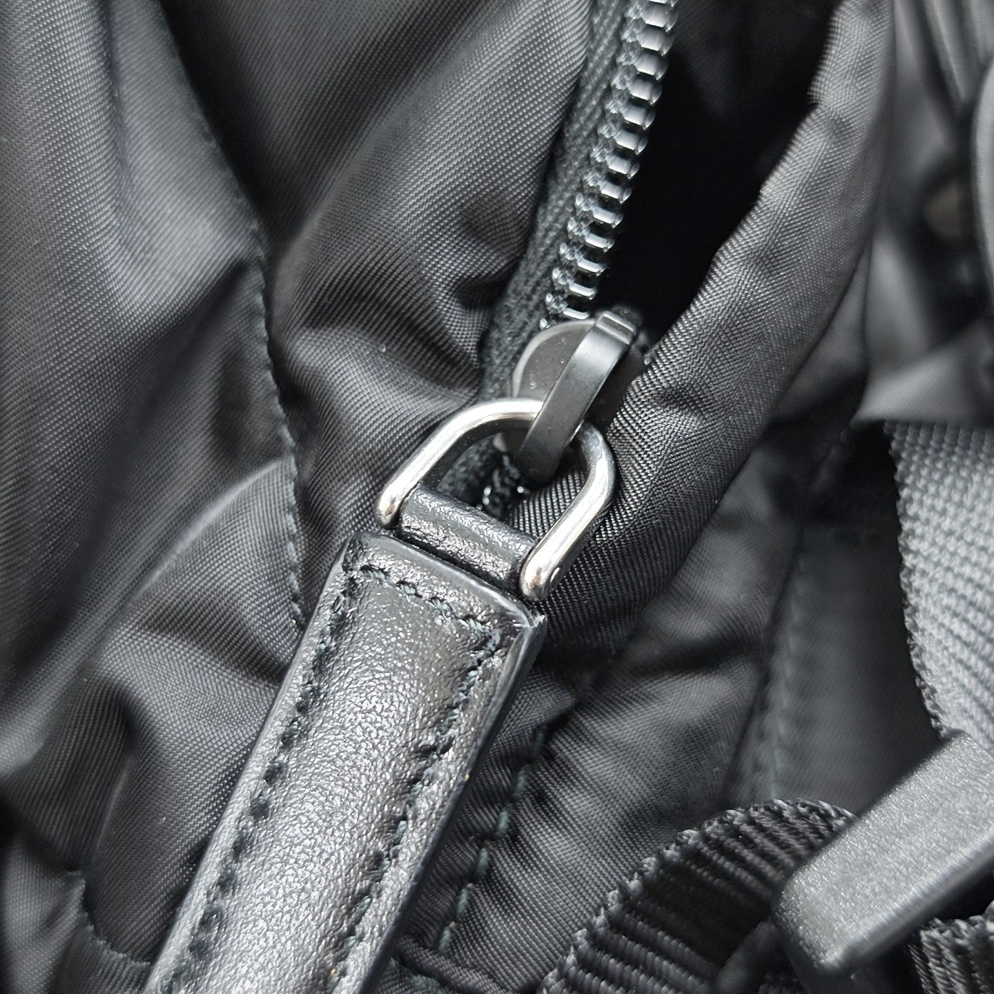 Quilted Nylon Backpack Black