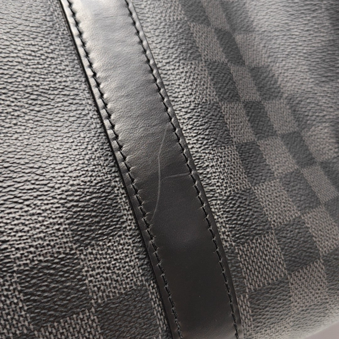 KEEPALL 45 Damier Graphite Coated Canvas Gray