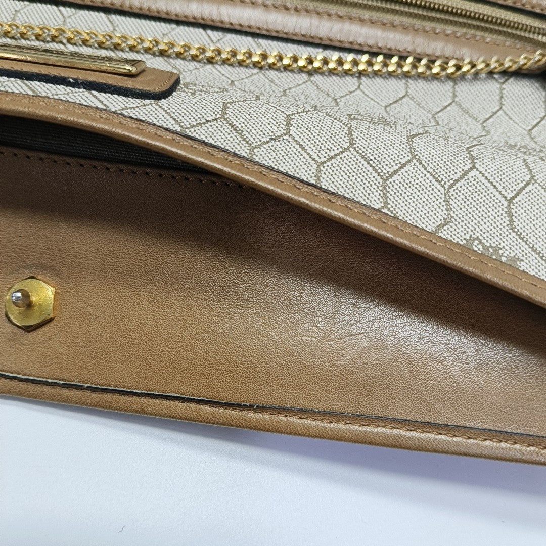 Oblique Coated Canvas Shoulder Bag Beige