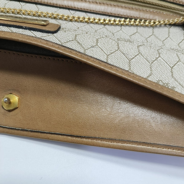 Oblique Coated Canvas Shoulder Bag Beige