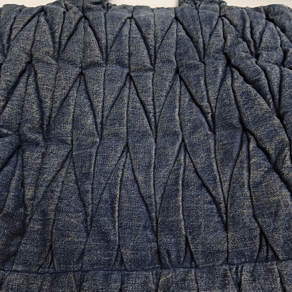 Quilted Denim Tote Bag Blue
