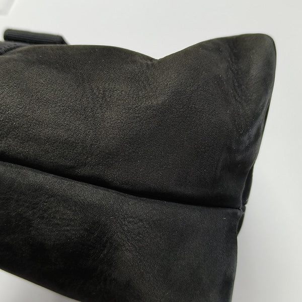 Suede Top Handle Bag Black