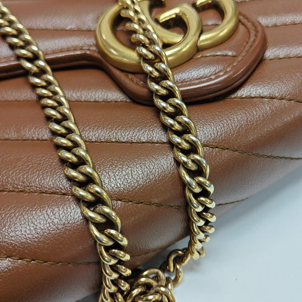 GG Marmont Mini Quilted Calfskin Brown