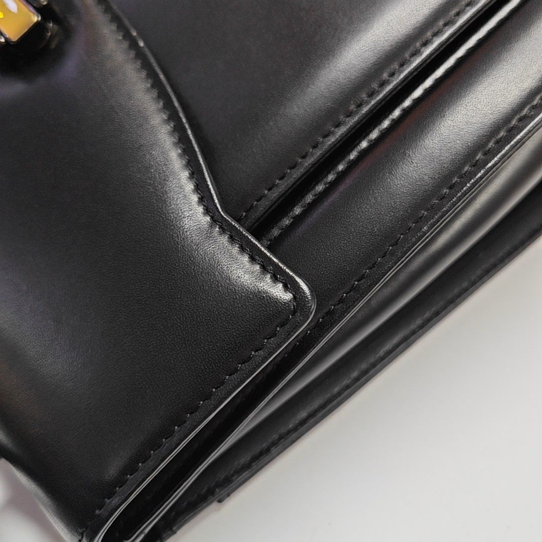 Calfskin Top Handle Bag Black