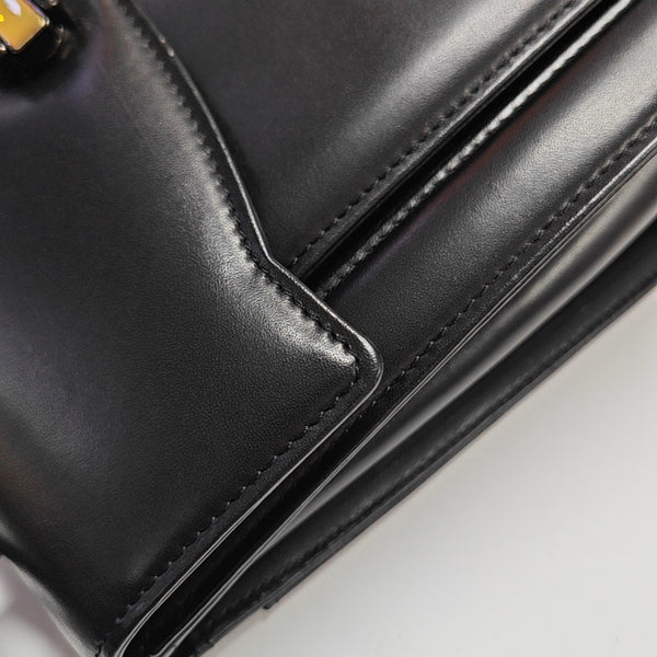Calfskin Top Handle Bag Black