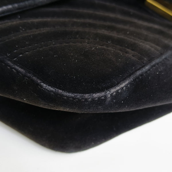 GG Marmont Medium Quilted Velvet Black