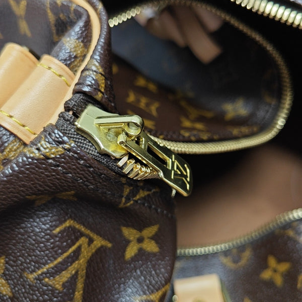 KEEPALL 55 Monogram Coated Canvas Brown