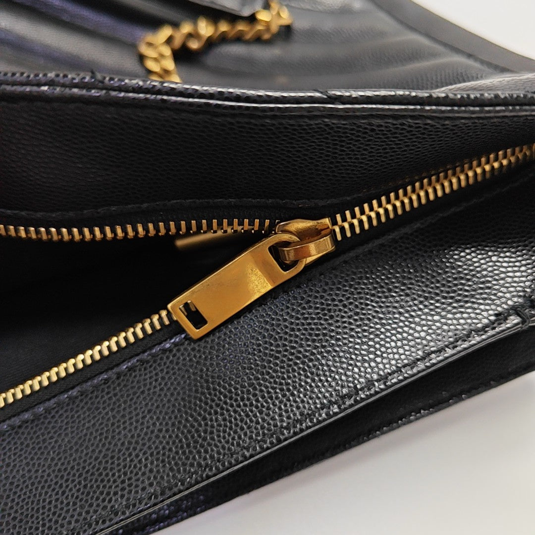 TRIBECA Chevron Calfskin Black