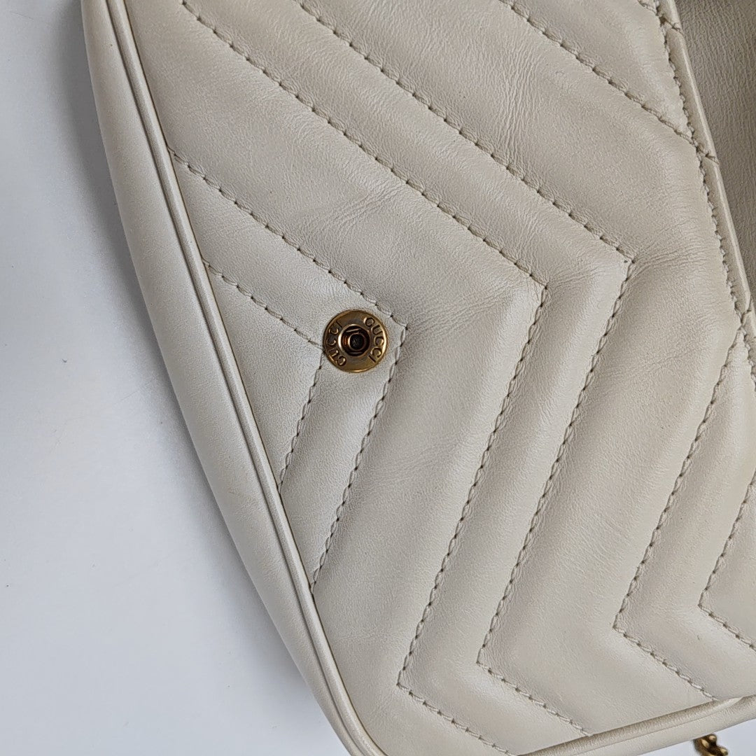 GG Marmont Mini Quilted Calfskin White
