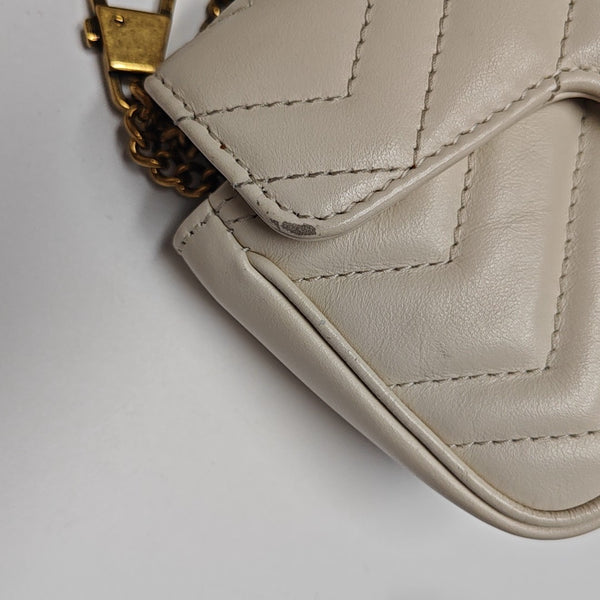 GG Marmont Mini Quilted Calfskin White