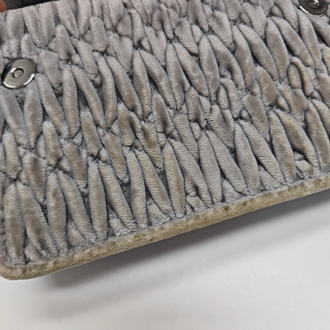 Quilted Velvet Shoulder Bag Gray