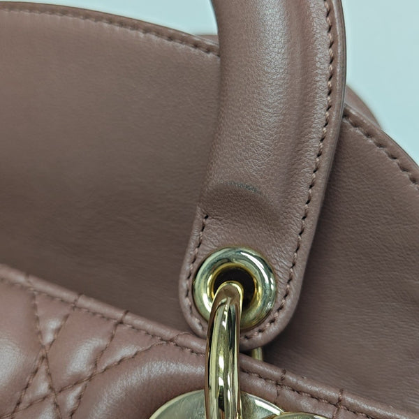 Lady Dior Small Cannage Lambskin Beige