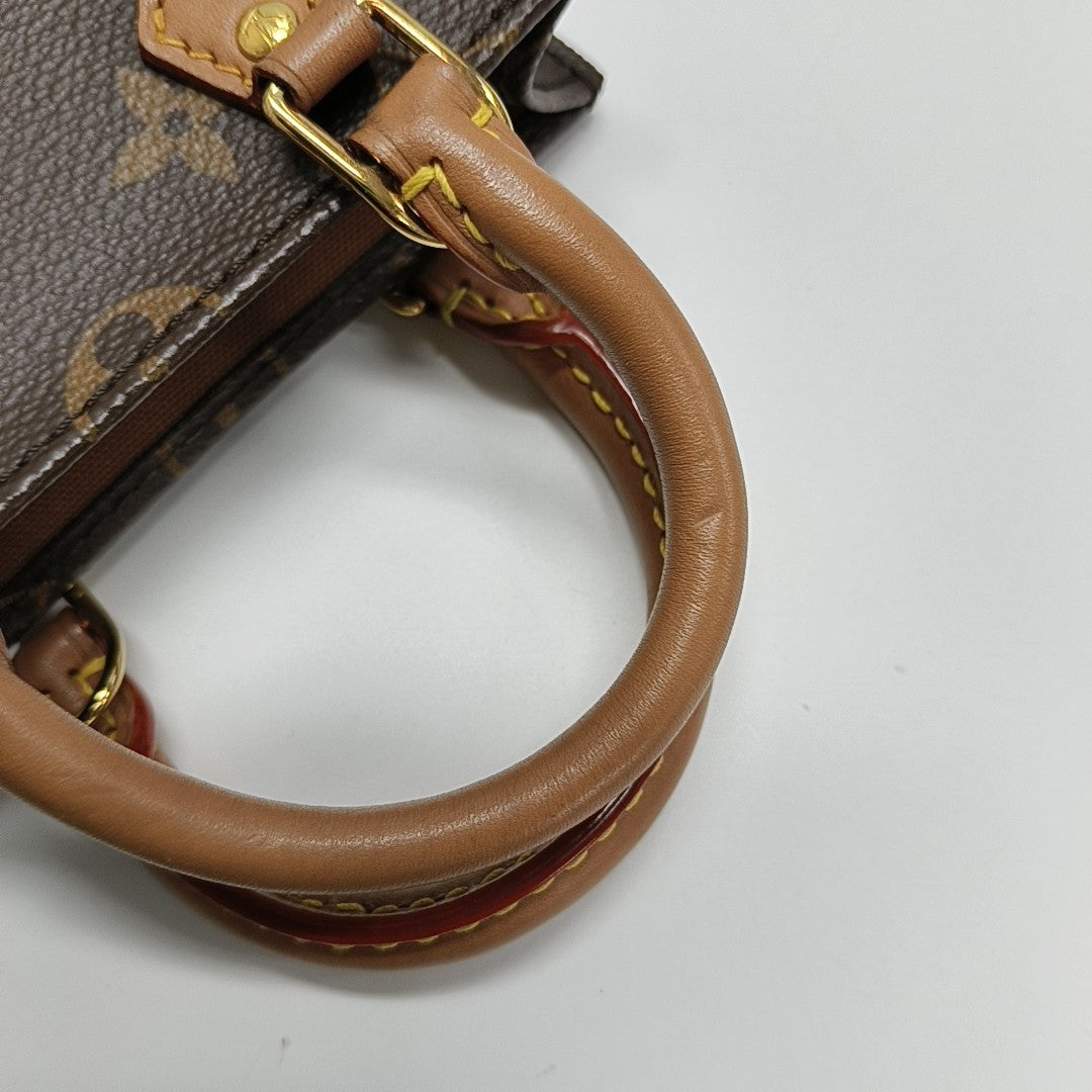 SAC PLAT Mini Monogram Coated Canvas Brown