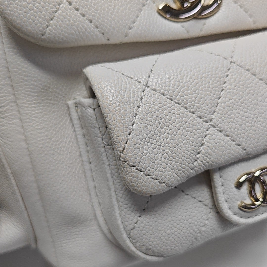 Quilted Grained Calfskin Small White