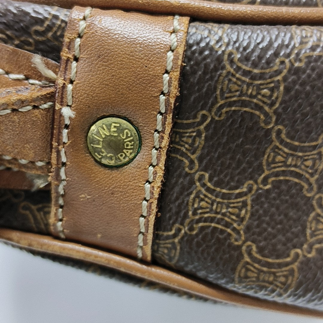 Coated Canvas Shoulder Bag Brown