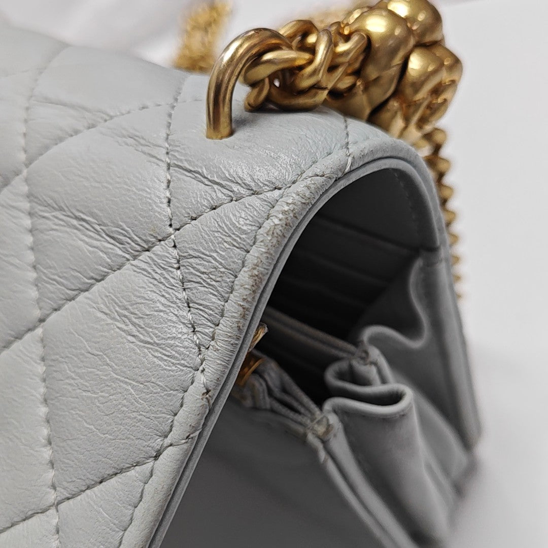 Quilted Lambskin Shoulder Bag Blue