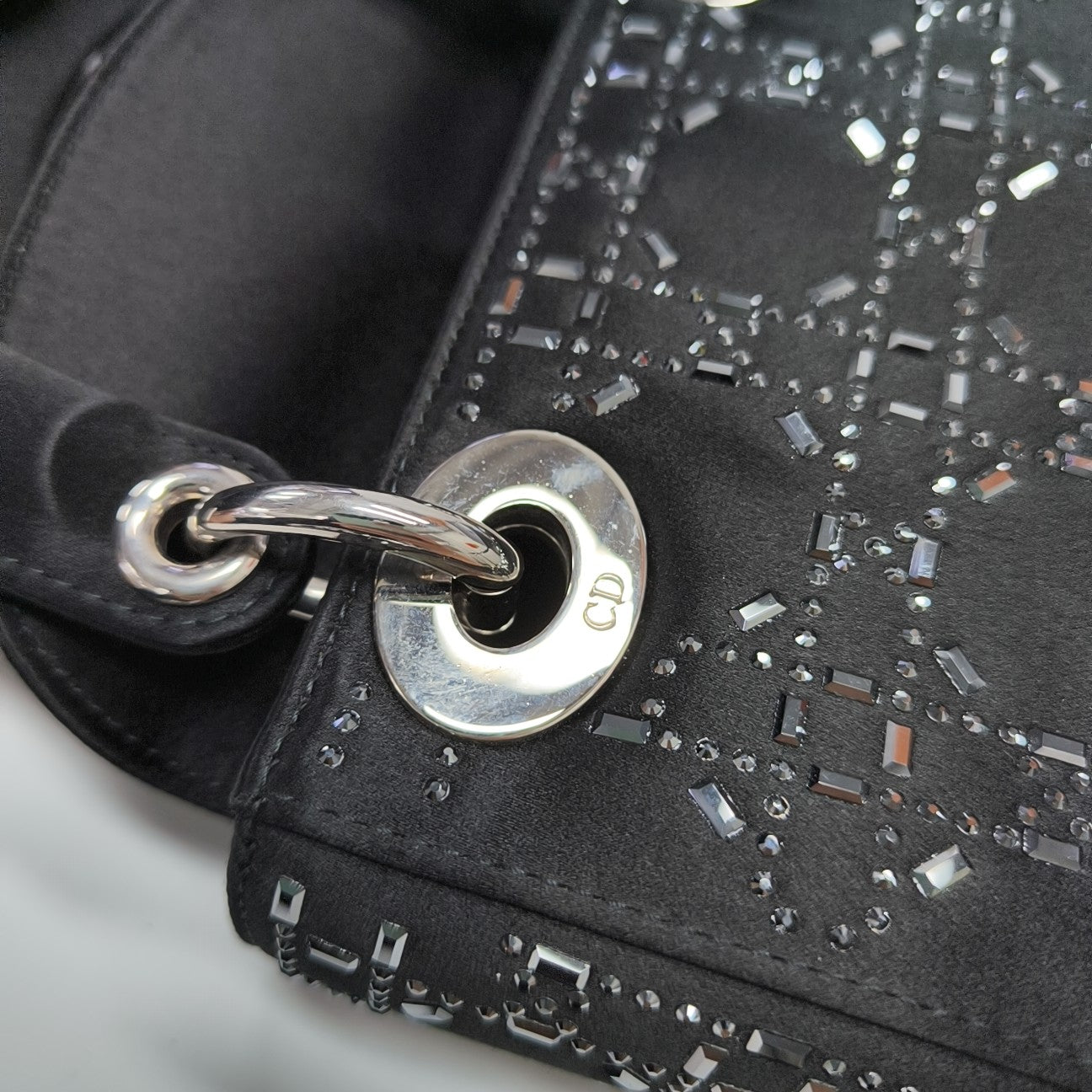 Lady Dior Mini Cannage Silk Satin Black