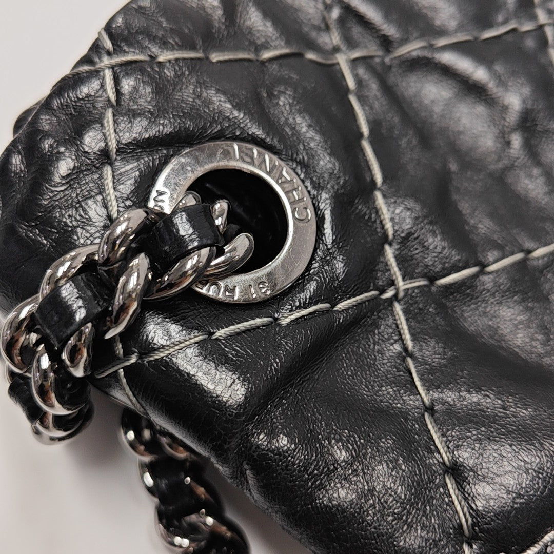 Quilted Calfskin Shoulder Bag Black
