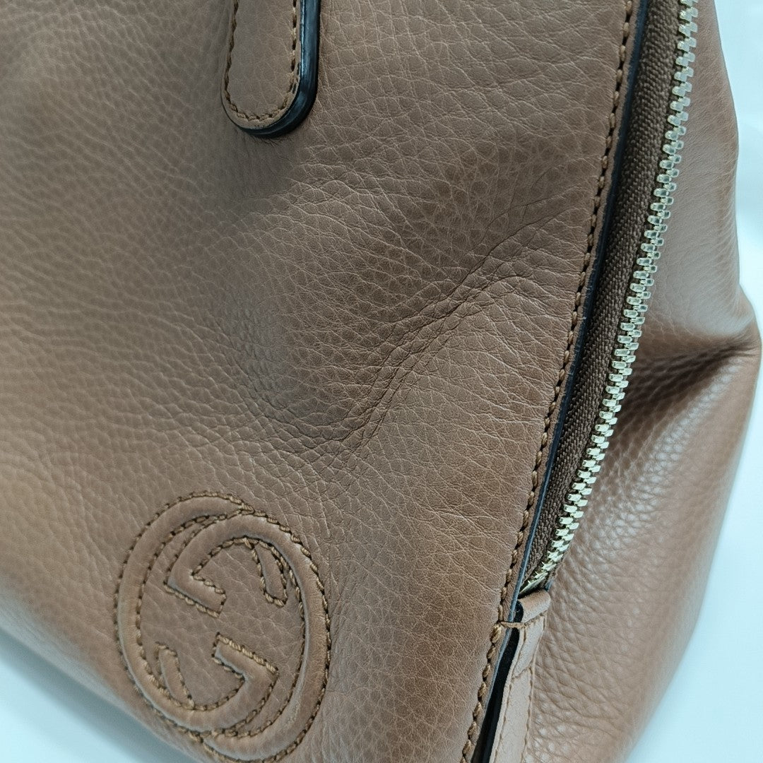 Calfskin Top Handle Bag Brown