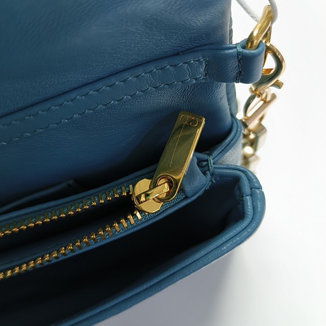 Dior Caro Small Cannage Calfskin Blue