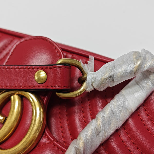 GG Marmont Small Quilted Calfskin Red
