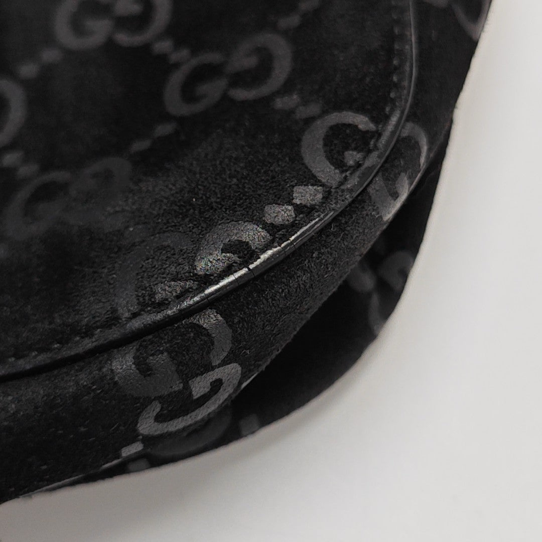 Monogram Suede Top Handle Bag Black