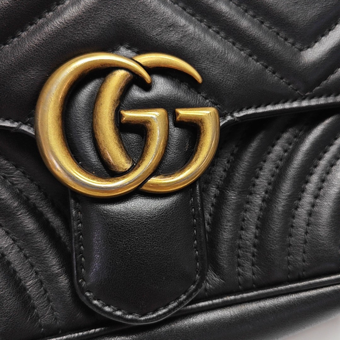 GG Marmont Small Quilted Calfskin Black