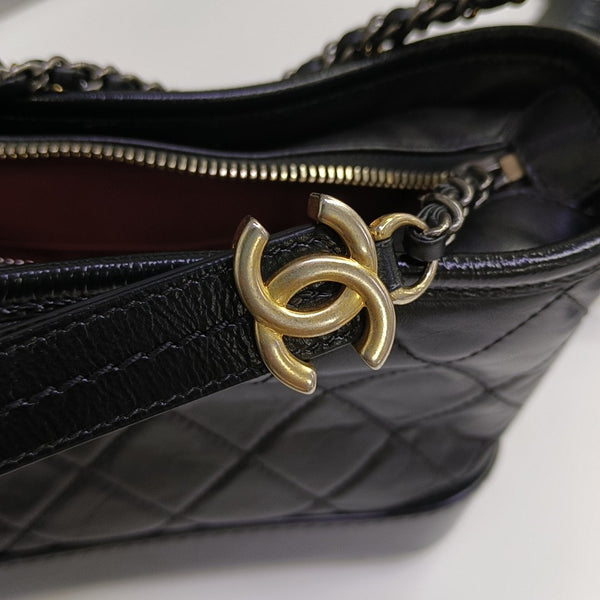 GABRIELLE Small Quilted Vintage Calf Black